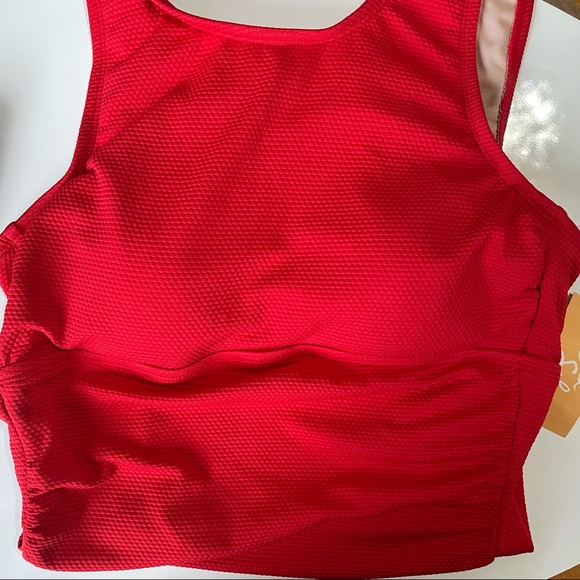 Kona Sol Textured HighCoverage OnePiece Swim Red M - Picture 5 of 8